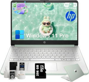 HP 2025 14″ Laptop – Intel Quad-Core, 16GB RAM, 384GB Storage, Win 11 Pro – Green